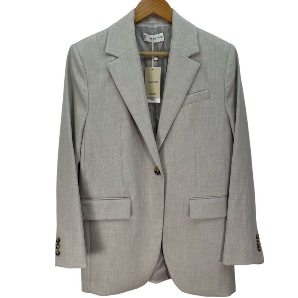 NWT MNG Mango Grey Blazer Suit Jacket Oversized Fit